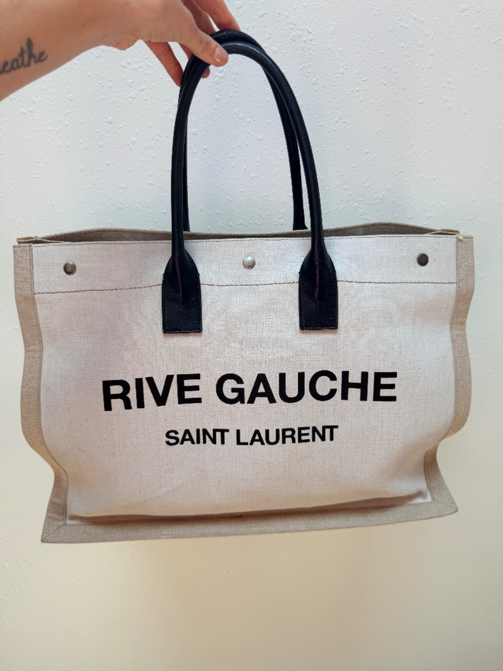 Saint Laurent Rive Gauche Linen Tote Bag Size L